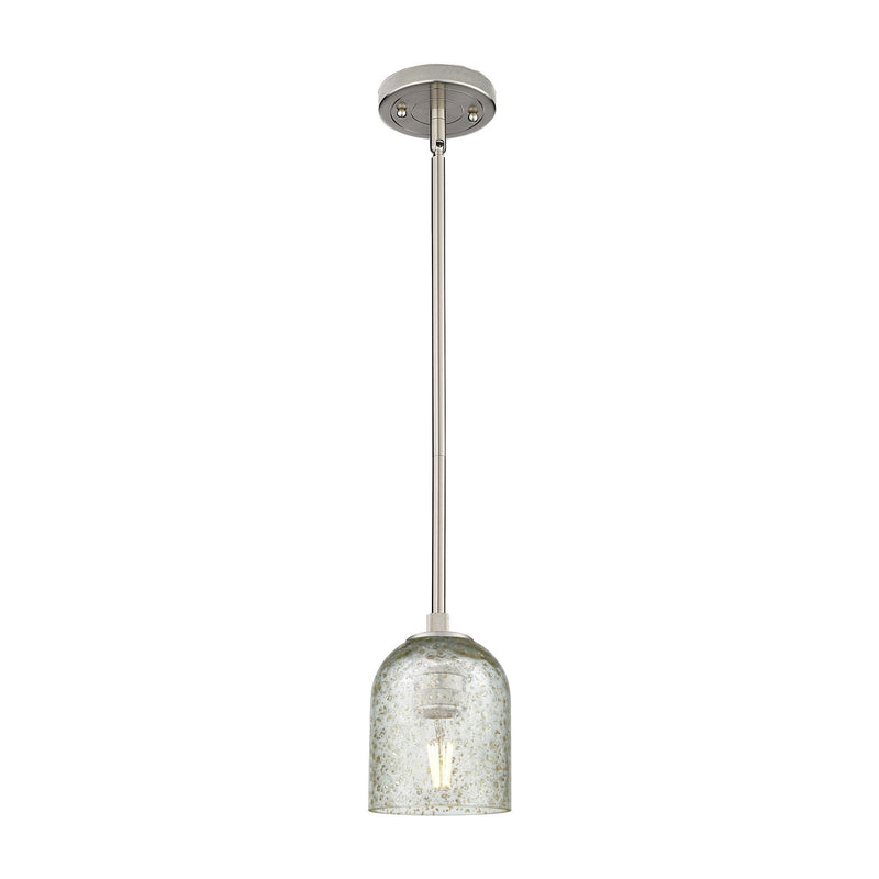 Innovations Caledonia 5in 1-Light Pendant | Industrial Satin Nickel and Mica Glass | Kitchen Island & Dining Room | Model 434-1S-SN-G259