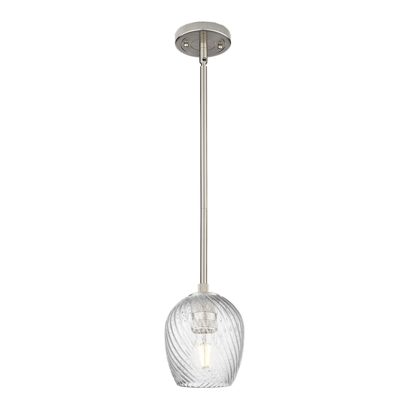 Innovations Salina 5.75in 1-Light Pendant | Industrial Satin Nickel and Clear Spiral Fluted Glass | Kitchen Island & Dining | Model 434-1S-SN-G292