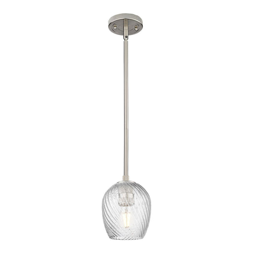 Innovations Salina 5.75in 1-Light Pendant | Industrial Satin Nickel and Clear Spiral Fluted Glass | Kitchen Island & Dining | Model 434-1S-SN-G292