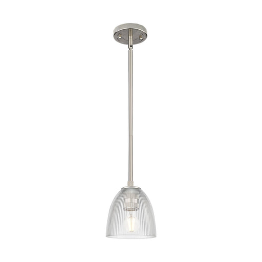 Innovations Lighting Castile 6in 1-Light Pendant | Industrial Satin Nickel and Clear Glass | Kitchen Island & Dining Room | Model 434-1S-SN-G382