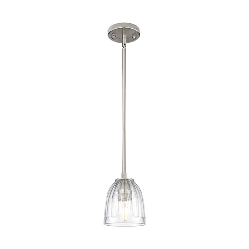 Innovations Lighting Brookfield 5.75in 1-Light Pendant | Industrial Satin Nickel and Clear Glass | Kitchen Island & Dining | Model 434-1S-SN-G442