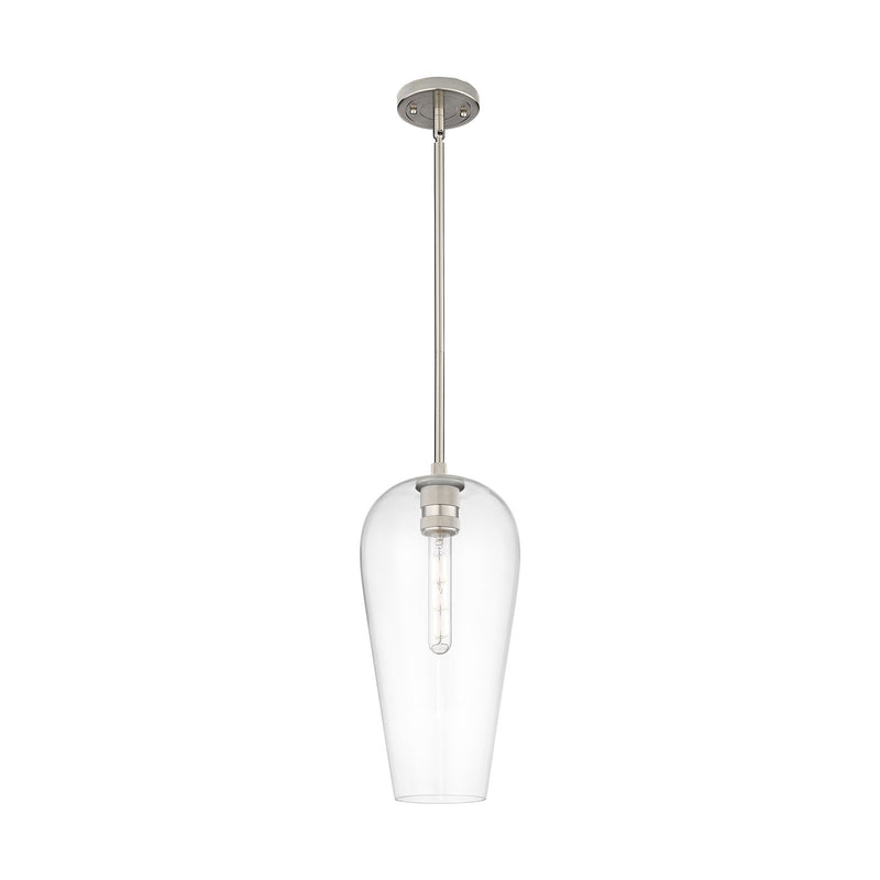 Innovations Chelsea 8in 1-Light Pendant | Industrial Satin Nickel and Clear Glass | Kitchen Island & Dining Room | Model 434-1S-SN-G456-8CL