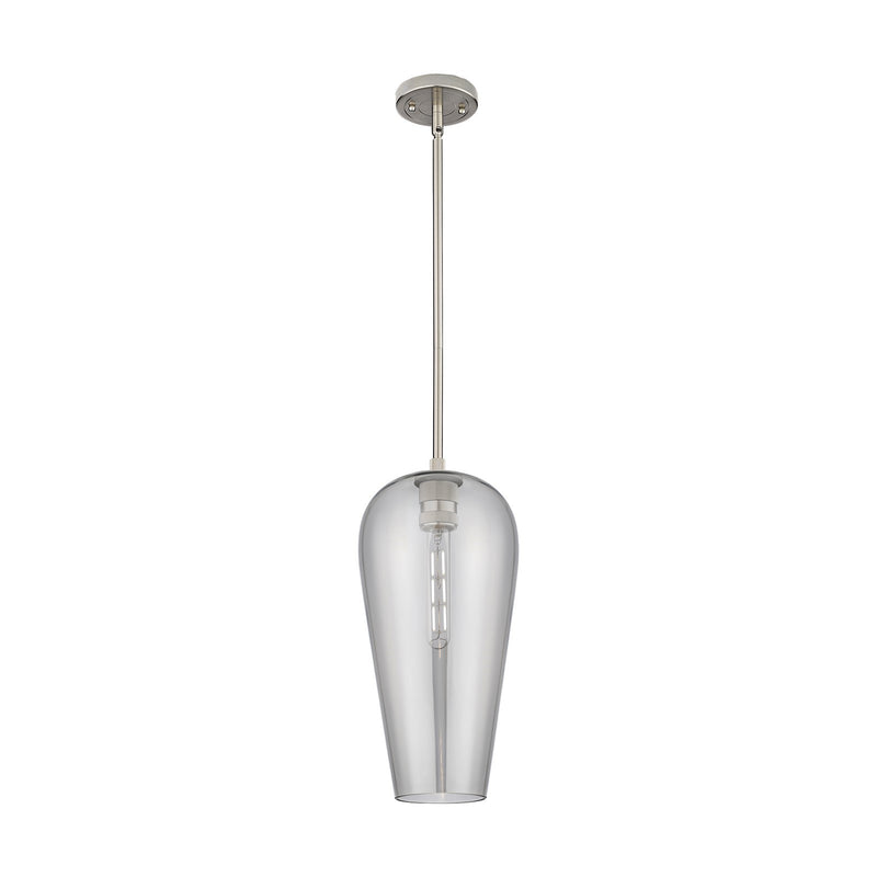 Innovations Chelsea 8in 1-Light Pendant | Industrial Satin Nickel and Light Smoke Glass | Kitchen Island & Dining Room | Model 434-1S-SN-G456-8SM