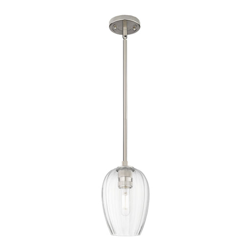 Innovations Preston Flute 6in 1-Light Pendant | Industrial Satin Nickel and Clear Glass | Kitchen Island & Dining Room | Model 434-1S-SN-G457-6CL