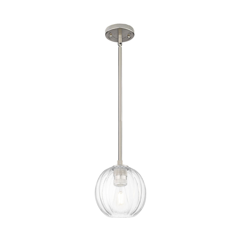 Innovations Preston Globe 7in 1-Light Pendant | Industrial Satin Nickel and Clear Glass | Kitchen Island & Dining Room | Model 434-1S-SN-G458-7CL