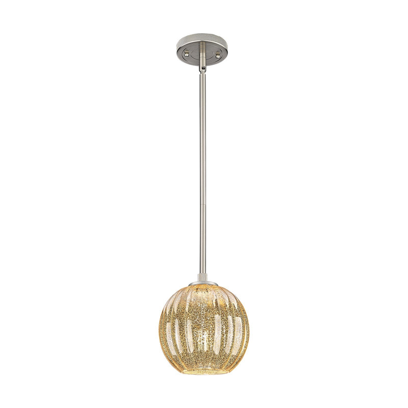 Innovations Preston Globe 7in 1-Light Pendant | Industrial Satin Nickel and Mercury Glass | Kitchen Island & Dining Room | Model 434-1S-SN-G458-7ME