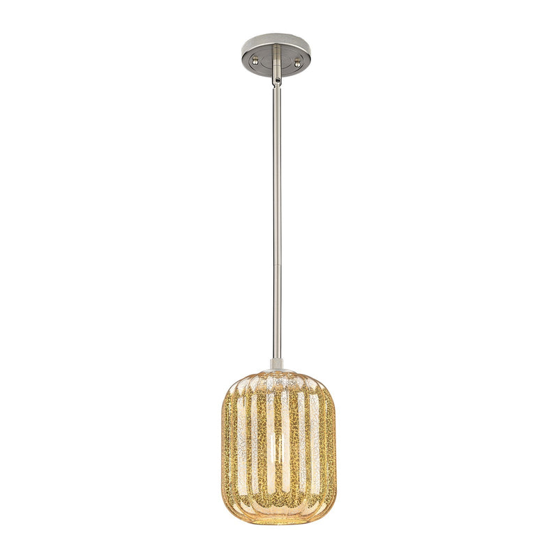 Innovations Preston Cylinder 7in 1-Light Pendant | Industrial Satin Nickel and Mercury Glass | Kitchen Island & Dining | Model 434-1S-SN-G460-7ME