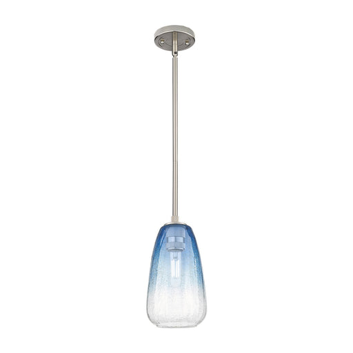 Innovations Brookhaven Almond 6in 1-Light Pendant | Industrial Satin Nickel and Sapphire Blue Glass | Kitchen Island | Model 434-1S-SN-G480-6SB