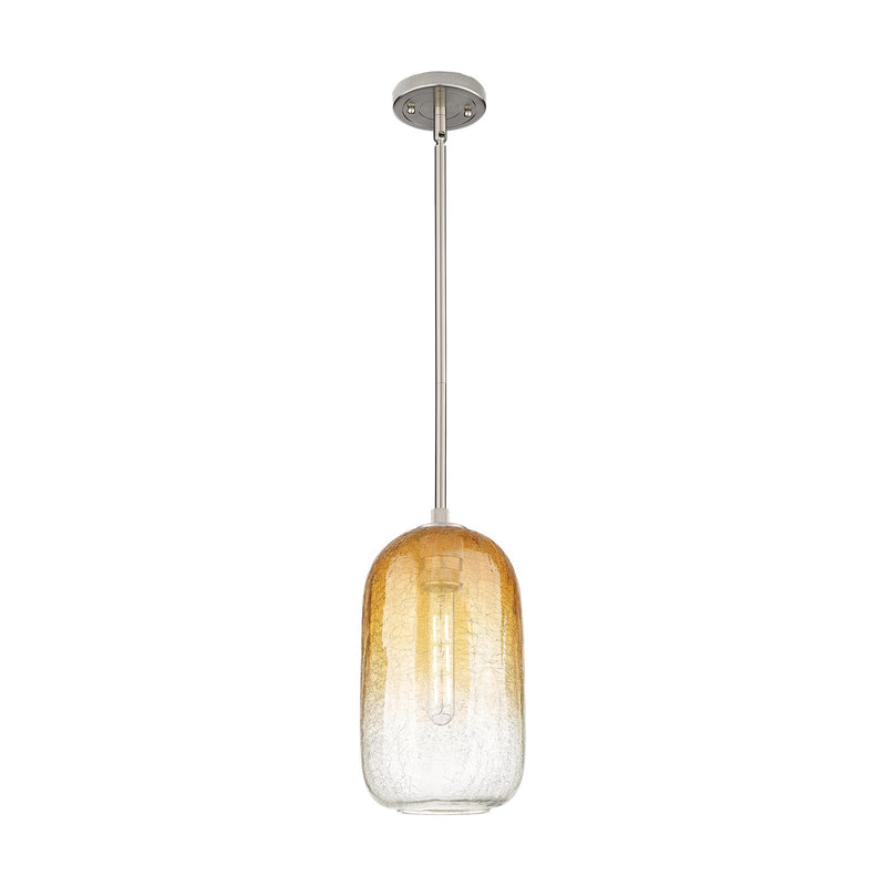 Innovations Brookhaven Cloche 7in 1-Light Pendant | Industrial Satin Nickel and Amber Glass | Kitchen Island & Dining Room | Model 434-1S-SN-G482-7AM