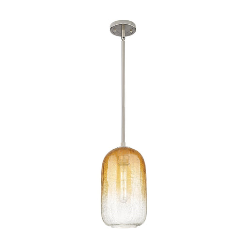 Innovations Brookhaven Cloche 7in 1-Light Pendant | Industrial Satin Nickel and Amber Glass | Kitchen Island & Dining Room | Model 434-1S-SN-G482-7AM