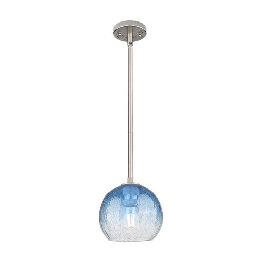 Innovations Brookhaven Globe 8in 1-Light Pendant | Industrial Satin Nickel and Sapphire Blue Glass | Kitchen Island | Model 434-1S-SN-G483-8SB
