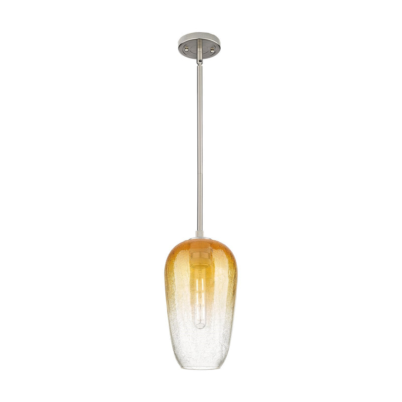 Innovations Brookhaven Flute 7in 1-Light Pendant | Industrial Satin Nickel and Amber Glass | Kitchen Island & Dining Room | Model 434-1S-SN-G484-7AM