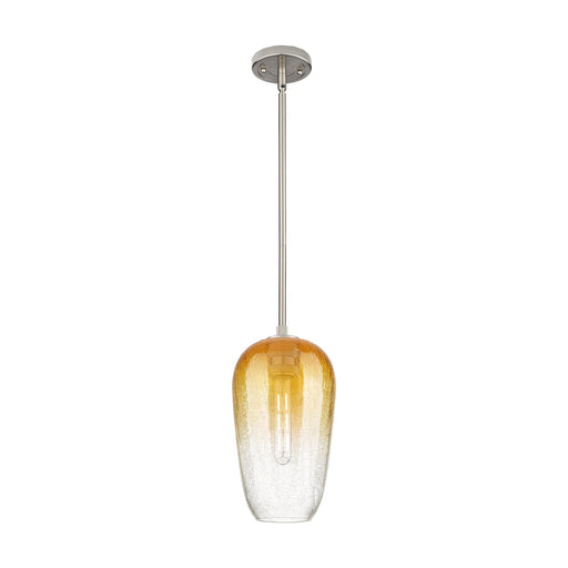Innovations Brookhaven Flute 7in 1-Light Pendant | Industrial Satin Nickel and Amber Glass | Kitchen Island & Dining Room | Model 434-1S-SN-G484-7AM