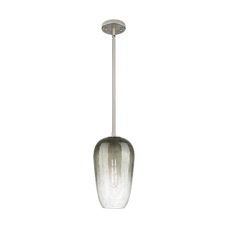 Innovations Brookhaven Flute 7in 1-Light Pendant | Industrial Satin Nickel and Slate Glass | Kitchen Island & Dining Room | Model 434-1S-SN-G484-7SL
