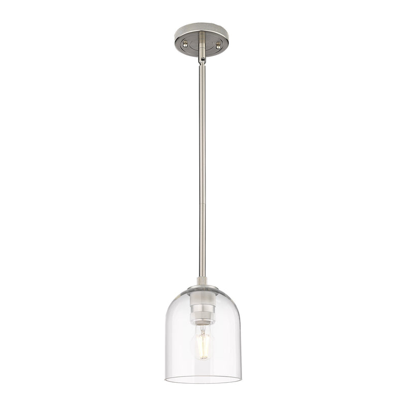 Innovations Bella 6in 1-Light Pendant | Industrial Satin Nickel and Clear Glass | Kitchen Island & Dining Room | Model 434-1S-SN-G558-6CL