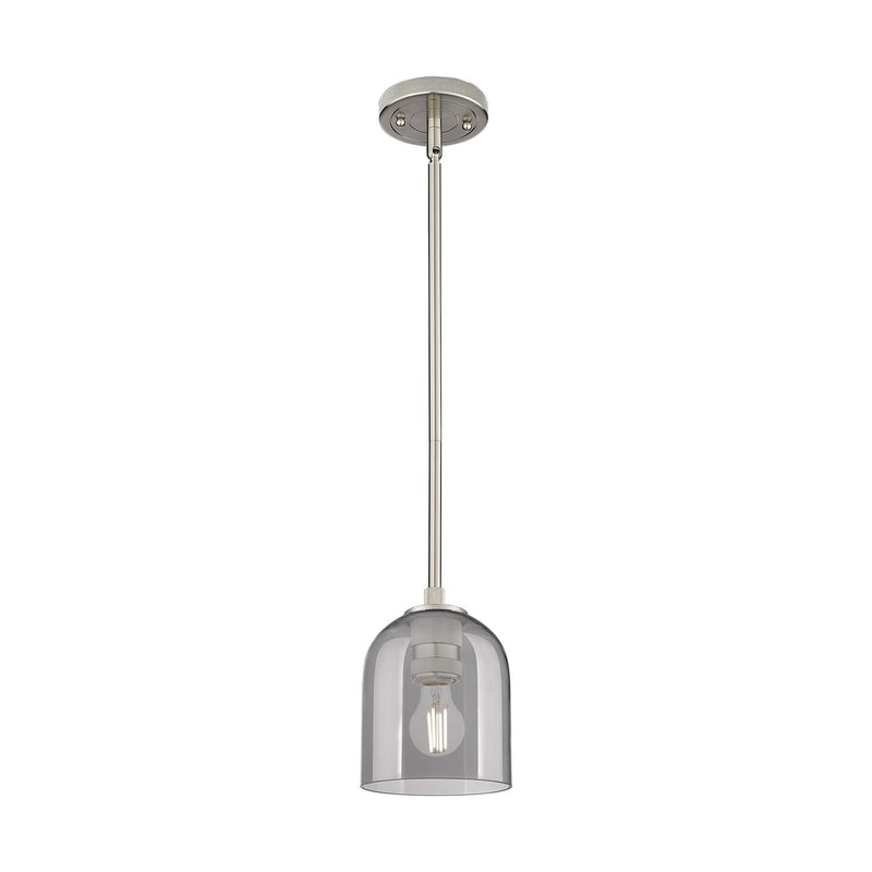 Innovations Bella 6in 1-Light Pendant | Industrial Satin Nickel and Light Smoke Glass | Kitchen Island & Dining Room | Model 434-1S-SN-G558-6SM