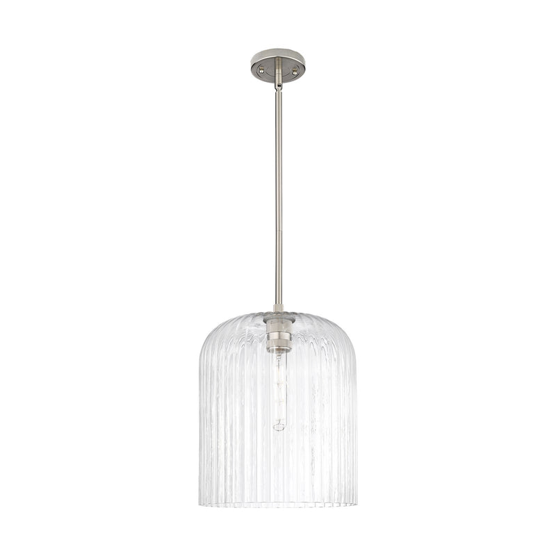 Innovations Crown Point 12in 1-Light Pendant | Industrial Satin Nickel and Clear Glass | Kitchen Island & Dining Room | Model 434-1S-SN-G559-12CL