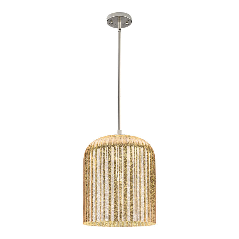 Innovations Crown Point 12in 1-Light Pendant | Industrial Satin Nickel and Mercury Glass | Kitchen Island & Dining Room | Model 434-1S-SN-G559-12ME