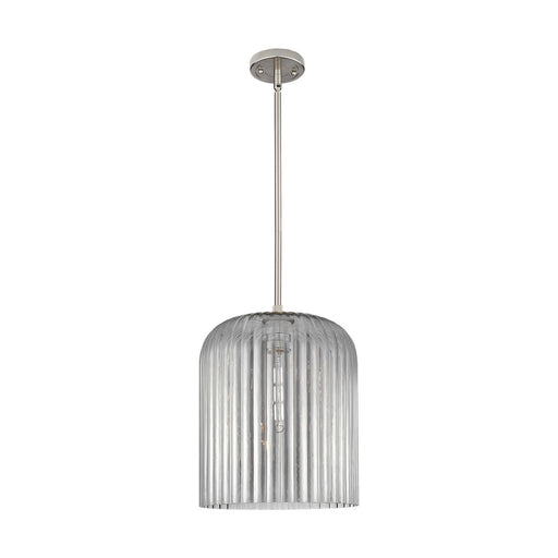 Innovations Crown Point 12in 1-Light Pendant | Industrial Satin Nickel and Light Smoke Glass | Kitchen Island & Dining | Model 434-1S-SN-G559-12SM