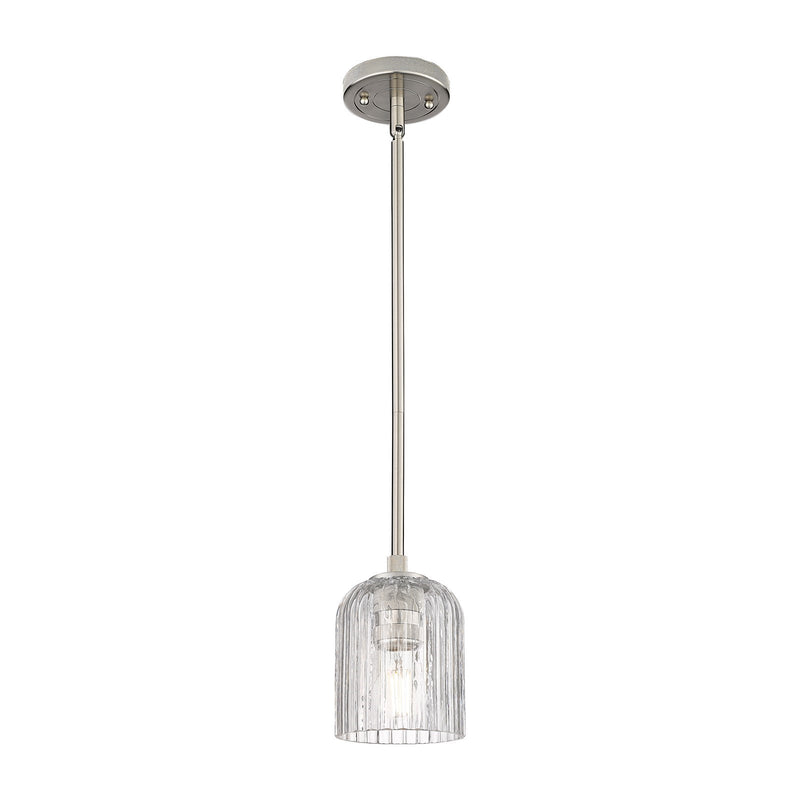 Innovations Crown Point 5in 1-Light Pendant | Industrial Satin Nickel and Clear Glass | Kitchen Island & Dining Room | Model 434-1S-SN-G559-5CL