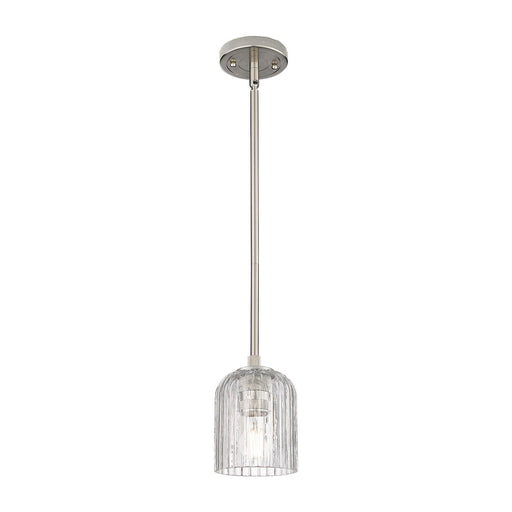 Innovations Crown Point 5in 1-Light Pendant | Industrial Satin Nickel and Clear Glass | Kitchen Island & Dining Room | Model 434-1S-SN-G559-5CL
