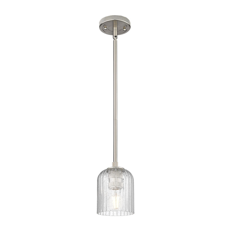 Innovations Crown Point 5in 1-Light Pendant | Industrial Satin Nickel and Seedy Bell Glass | Kitchen Island & Dining Room | Model 434-1S-SN-G559-5SDY