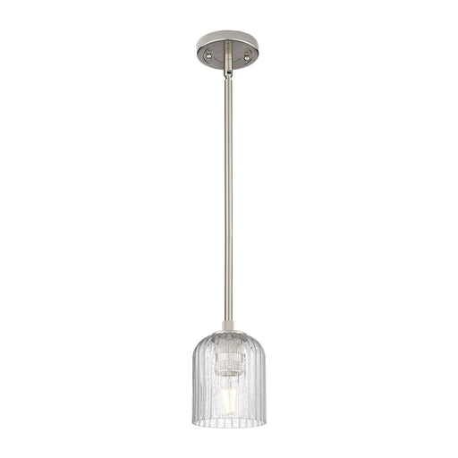 Innovations Crown Point 5in 1-Light Pendant | Industrial Satin Nickel and Seedy Bell Glass | Kitchen Island & Dining Room | Model 434-1S-SN-G559-5SDY