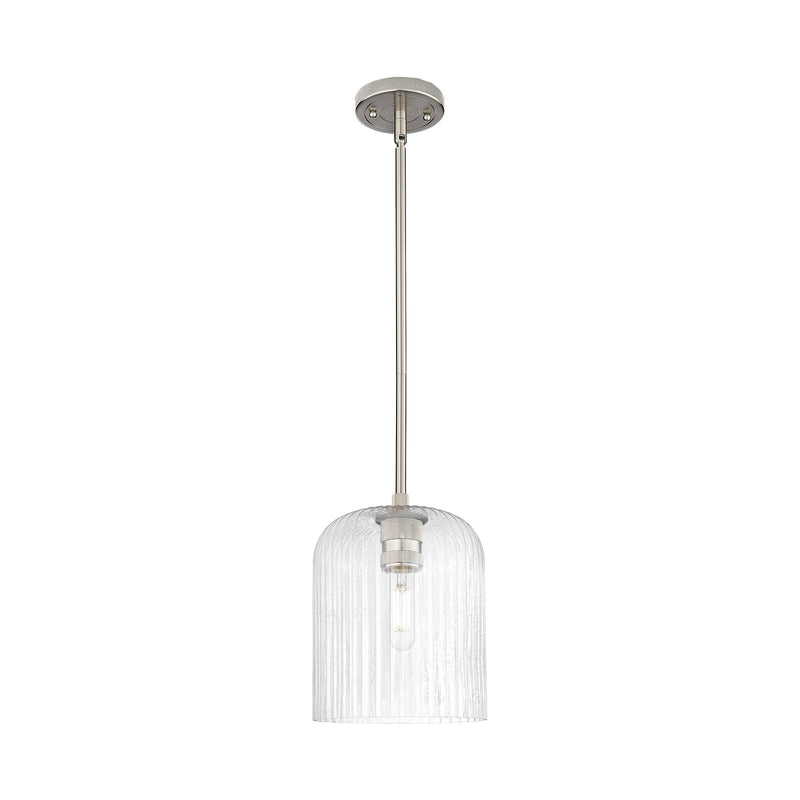 Innovations Crown Point 8in 1-Light Pendant | Industrial Satin Nickel and Seedy Glass | Kitchen Island & Dining Room | Model 434-1S-SN-G559-8SDY