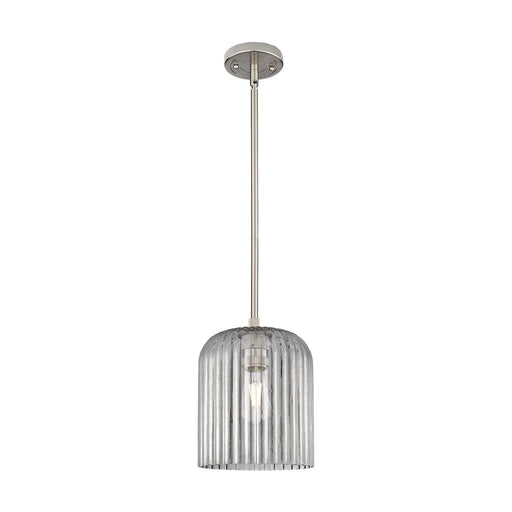 Innovations Crown Point 8in 1-Light Pendant | Industrial Satin Nickel and Light Smoke Glass | Kitchen Island & Dining Room | Model 434-1S-SN-G559-8SM