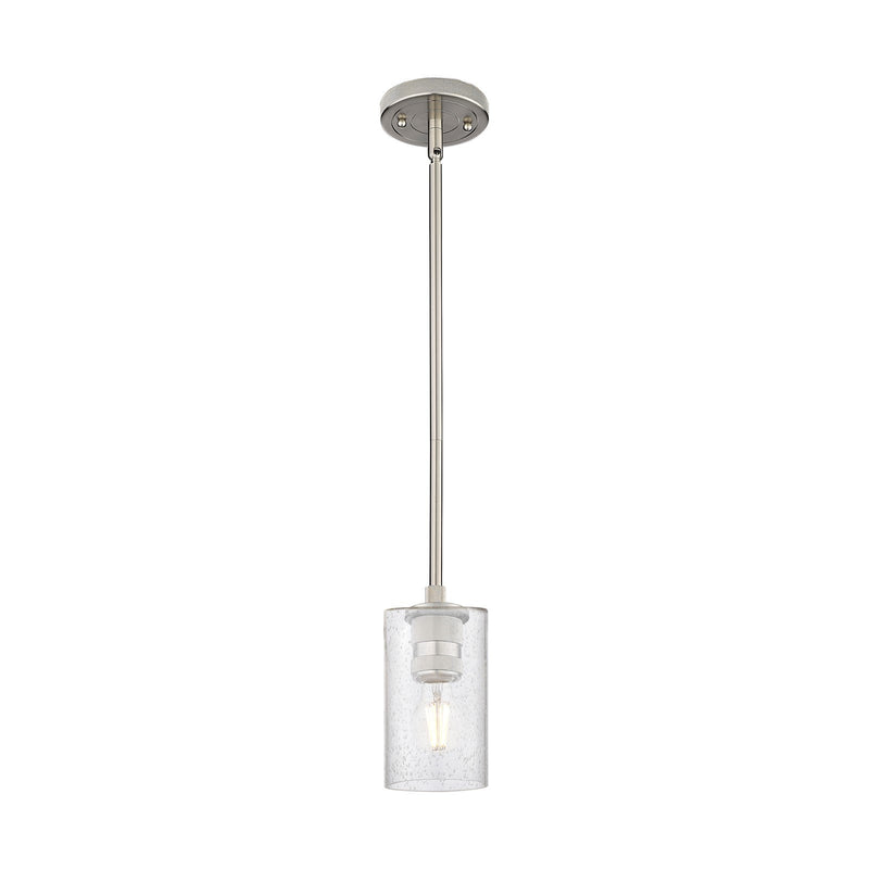 Innovations Clymer 4in 1-Light Pendant | Industrial Satin Nickel and Seedy Glass | Kitchen Island & Dining Room | Model 434-1S-SN-G804