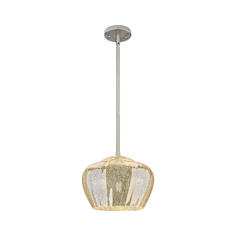 Innovations Fenton 11in 1-Light Pendant | Industrial Satin Nickel and Mercury Ribbed Glass | Kitchen Island & Dining Room | Model 434-1S-SN-G96-L