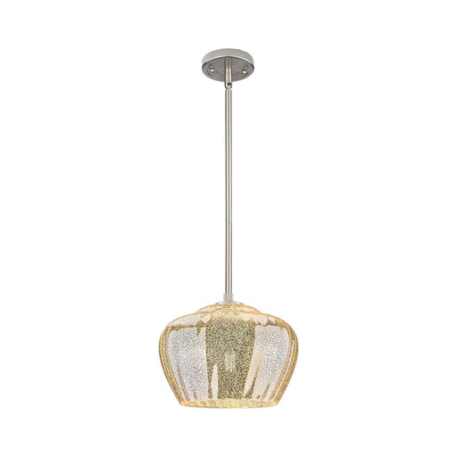 Innovations Fenton 11in 1-Light Pendant | Industrial Satin Nickel and Mercury Ribbed Glass | Kitchen Island & Dining Room | Model 434-1S-SN-G96-L