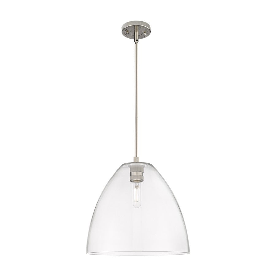 Innovations Crown Point 1Lt 12" Bristol Stem Pendant, SN/CL - 434-1S-SN-GBD-122