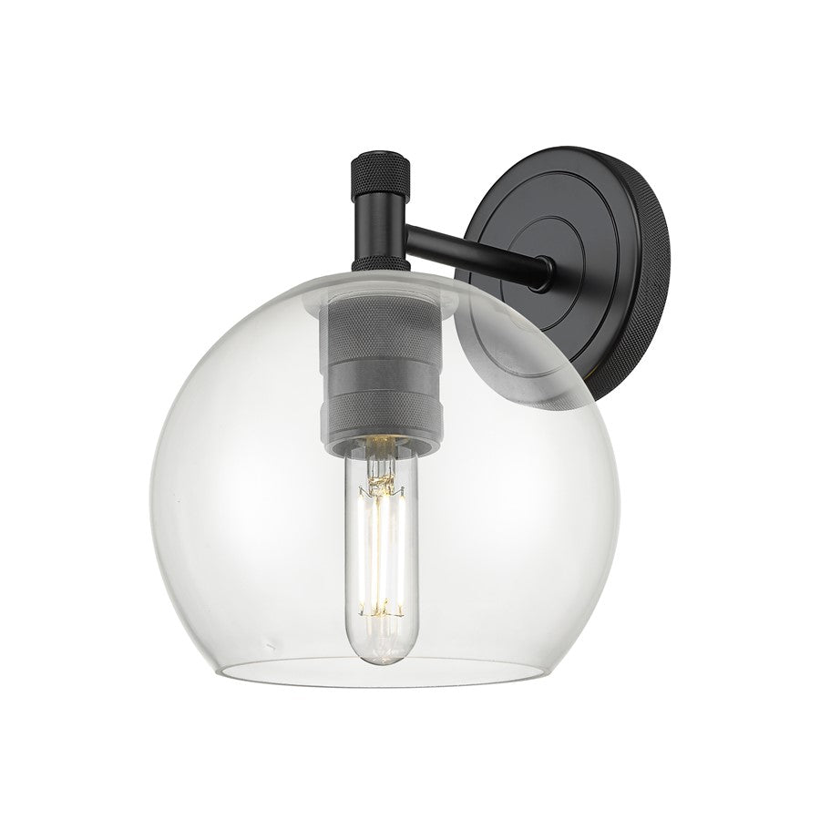 Innovations Crown Point 1Lt 6" Athens Sconce, Black/Clear - 434-1W-BK-G122-6