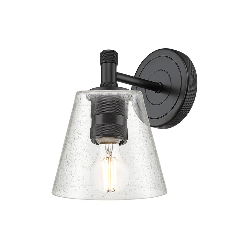 Innovations Caton 6in 1-Light Wall Sconce | Industrial Matte Black and Frosted Glass | Bedroom & Hallway Accent | Model 434-1W-BK-G454