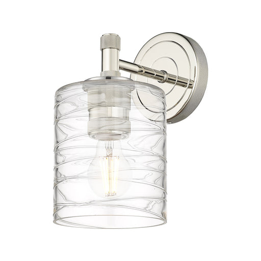 Innovations Cobbleskill 5in 1-Light Wall Sconce | Industrial Polished Nickel and Deco Swirl Glass | Hallway & Bathroom | Model 434-1W-PN-G1113