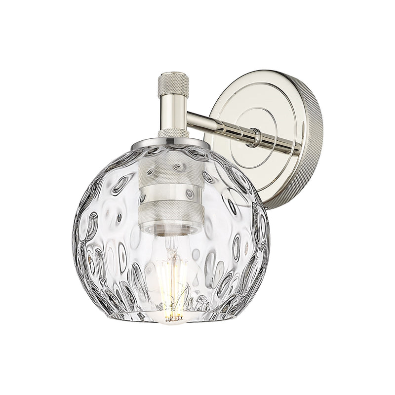 Innovations Athens Water Glass 6in 1-Light Wall Sconce | Industrial Polished Nickel and Clear Water Glass | Bathroom | Model 434-1W-PN-G1215-6