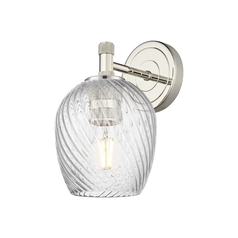 Innovations Salina 6in 1-Light Wall Sconce | Industrial Polished Nickel and Clear Spiral Fluted Glass | Hallway & Bathroom | Model 434-1W-PN-G292