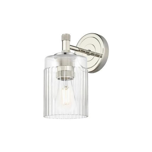 Innovations Hadley 1-Light 4.5in Wall Sconce | Industrial Modern Polished Nickel Steel and Clear Ribbed Glass | Bathroom & Hallway | Model 434-1W-PN-G342