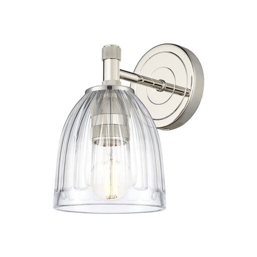 Innovations Brookfield 5.75in 1-Light Wall Sconce | Industrial Polished Nickel and Clear Glass | Bedroom & Hallway Accent | Model 434-1W-PN-G442