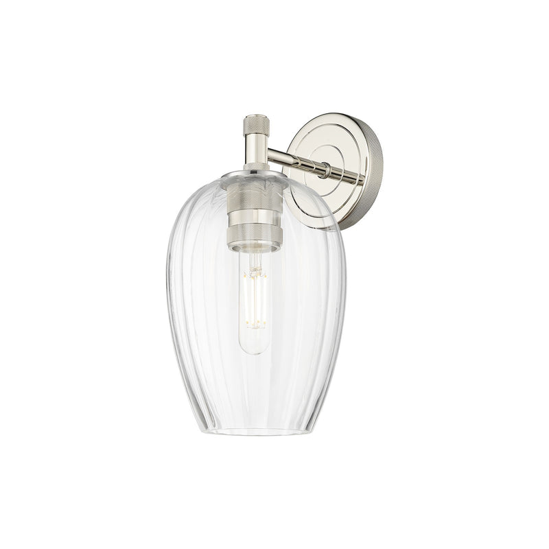 Innovations Preston Flute 6.25in 1-Light Wall Sconce | Industrial Polished Nickel and Clear Glass | Bedroom & Hallway | Model 434-1W-PN-G457-6CL