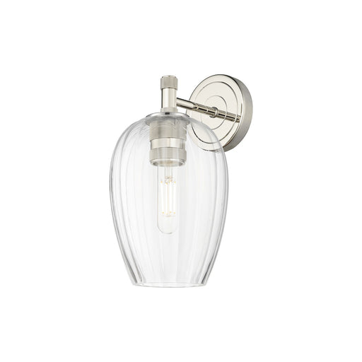 Innovations Preston Flute 6.25in 1-Light Wall Sconce | Industrial Polished Nickel and Clear Glass | Bedroom & Hallway | Model 434-1W-PN-G457-6CL