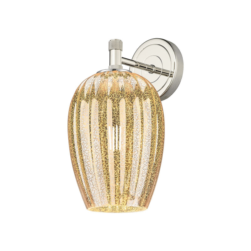 Innovations Preston Flute 6.25in 1-Light Wall Sconce | Industrial Polished Nickel and Mercury Glass | Bedroom & Hallway | Model 434-1W-PN-G457-6ME