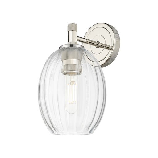 Innovations Preston Bulb 6in 1-Light Wall Sconce | Industrial Polished Nickel and Clear Glass | Bathroom & Hallway | Model 434-1W-PN-G459-6CL