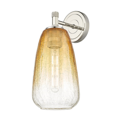 Innovations Brookhaven Almond 6in 1-Light Wall Sconce | Industrial Polished Nickel and Amber Glass | Bedroom & Hallway | Model 434-1W-PN-G480-6AM