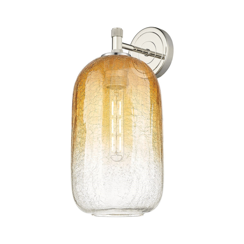 Innovations Brookhaven Cloche 7in 1-Light Wall Sconce | Industrial Polished Nickel and Amber Glass | Bathroom & Hallway | Model 434-1W-PN-G482-7AM