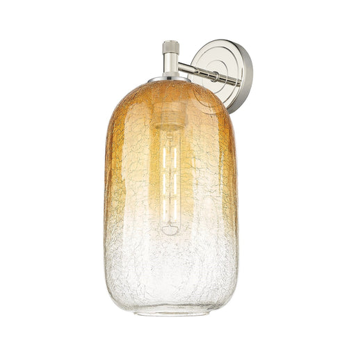 Innovations Brookhaven Cloche 7in 1-Light Wall Sconce | Industrial Polished Nickel and Amber Glass | Bathroom & Hallway | Model 434-1W-PN-G482-7AM