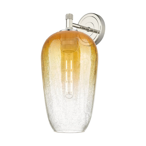 Innovations Brookhaven Flute 7in 1-Light Wall Sconce | Industrial Polished Nickel and Amber Glass | Bedroom & Hallway | Model 434-1W-PN-G484-7AM