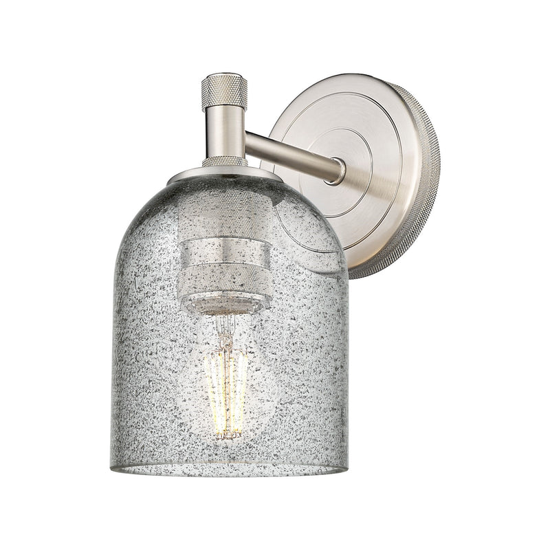 Innovations Caledonia 1-Light Wall Sconce | Industrial Satin Nickel and Charcoal Glass | Bathroom & Hallway | 5 x 9.38 in | Model 434-1W-SN-G257