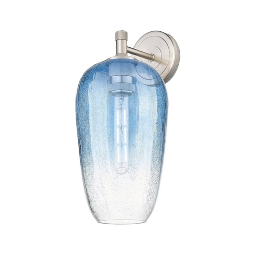 Innovations Brookhaven Flute 7in 1-Light Wall Sconce | Industrial Satin Nickel and Sapphire Blue Glass | Bathroom | Model 434-1W-SN-G484-7SB